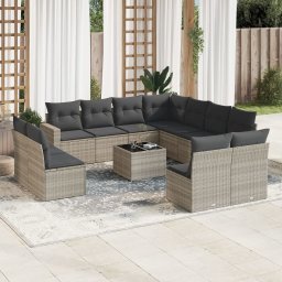 Gossi set canapele de gradina cu perne, 12piese gri deschis poliratan
