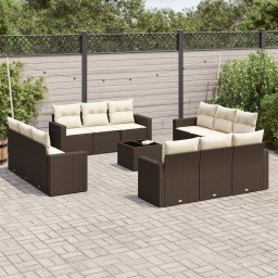 Gossi set canapele de gradina cu perne, 13 piese, maro, poliratan