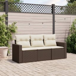 Gossi set canapele de gradina cu perne, 3 piese, maro, poliratan
