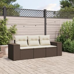 Gossi set canapele de gradina cu perne, 3 piese, maro, poliratan