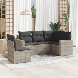 Gossi set canapele de gradina cu perne, 5 piese gri deschis poliratan
