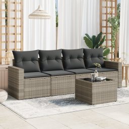 Gossi set canapele de gradina cu perne, 5 piese gri deschis poliratan
