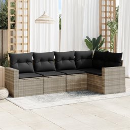 Gossi set canapele de gradina cu perne, 5 piese gri deschis poliratan