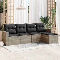 Gossi set canapele de gradina cu perne, 5 piese gri deschis poliratan
