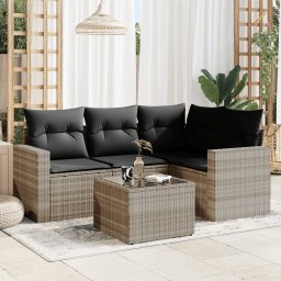 Gossi set canapele de gradina cu perne, 5 piese gri deschis poliratan