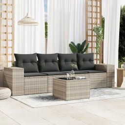 Gossi set canapele de gradina cu perne, 5 piese gri deschis poliratan