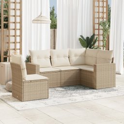 Gossi set canapele de gradina cu perne, 5 piese, bej, poliratan