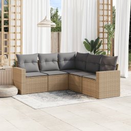 Gossi set canapele de gradina cu perne, 5 piese, bej, poliratan
