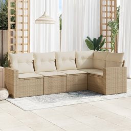 Gossi set canapele de gradina cu perne, 5 piese, bej, poliratan