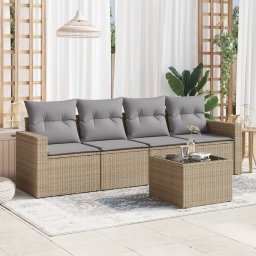 Gossi set canapele de gradina cu perne, 5 piese, bej, poliratan
