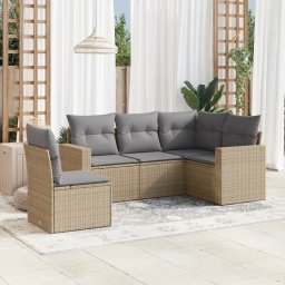 Gossi set canapele de gradina cu perne, 5 piese, bej, poliratan