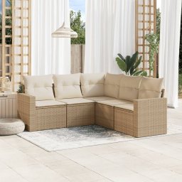 Gossi set canapele de gradina cu perne, 5 piese, bej, poliratan
