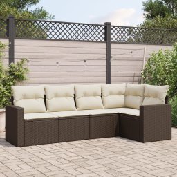 Gossi set canapele de gradina cu perne, 5 piese, maro, poliratan