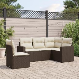 Gossi set canapele de gradina cu perne, 5 piese, maro, poliratan