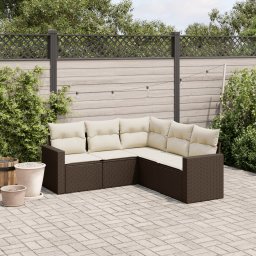 Gossi set canapele de gradina cu perne, 5 piese, maro, poliratan