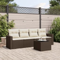 Gossi set canapele de gradina cu perne, 5 piese, maro, poliratan