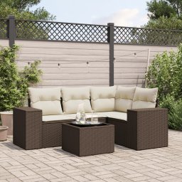 Gossi set canapele de gradina cu perne, 5 piese, maro, poliratan