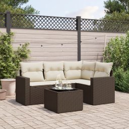 Gossi set canapele de gradina cu perne, 5 piese, maro, poliratan