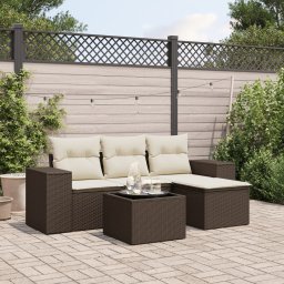 Gossi set canapele de gradina cu perne, 5 piese, maro, poliratan