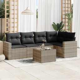 Gossi set canapele de gradina cu perne, 6 piese gri deschis poliratan
