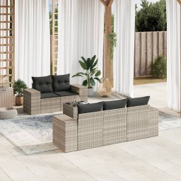 Gossi set canapele de gradina cu perne, 6 piese gri deschis poliratan