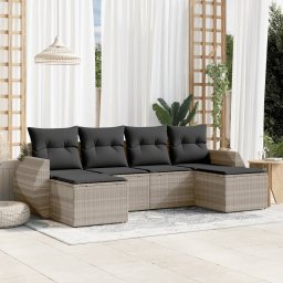 Gossi set canapele de gradina cu perne, 6 piese gri deschis poliratan