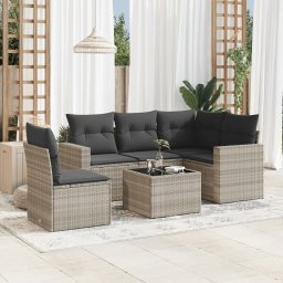 Gossi set canapele de gradina cu perne, 6 piese gri deschis poliratan