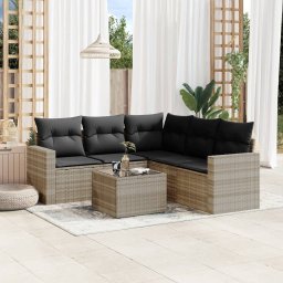 Gossi set canapele de gradina cu perne, 6 piese gri deschis poliratan