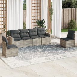 Gossi set canapele de gradina cu perne, 6 piese gri deschis poliratan