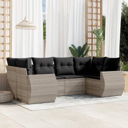 Gossi set canapele de gradina cu perne, 6 piese gri deschis poliratan