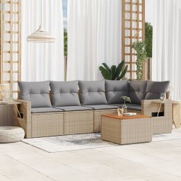 Gossi set canapele de gradina cu perne, 6 piese, bej, poliratan