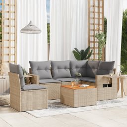 Gossi set canapele de gradina cu perne, 6 piese, bej, poliratan