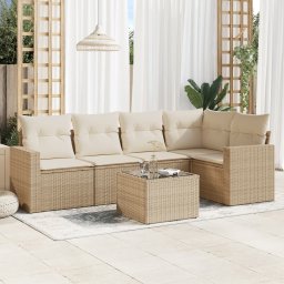 Gossi set canapele de gradina cu perne, 6 piese, bej, poliratan