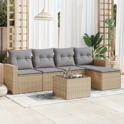 Gossi set canapele de gradina cu perne, 6 piese, bej, poliratan