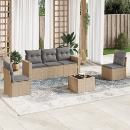 Gossi set canapele de gradina cu perne, 6 piese, bej, poliratan