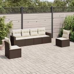 Gossi set canapele de gradina cu perne, 6 piese, maro, poliratan