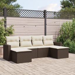 Gossi set canapele de gradina cu perne, 6 piese, maro, poliratan