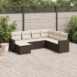 Gossi set canapele de gradina cu perne, 7 piese, maro, poliratan