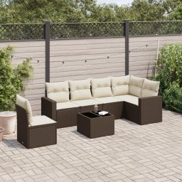Gossi set canapele de gradina cu perne, 7 piese, maro, poliratan