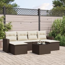 Gossi set canapele de gradina cu perne, 7 piese, maro, poliratan