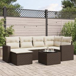 Gossi set canapele de gradina cu perne, 7 piese, maro, poliratan