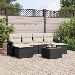 Gossi set canapele de gradina cu perne, 7 piese, negru, poliratan