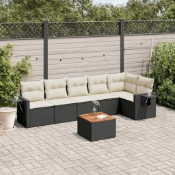 Gossi set canapele de gradina cu perne, 7 piese, negru, poliratan