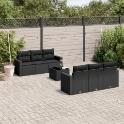 Gossi set canapele de gradina cu perne, 7 piese, negru, poliratan
