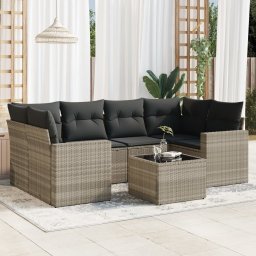 Gossi set canapele de gradina cu perne, 7piese gri deschis poliratan
