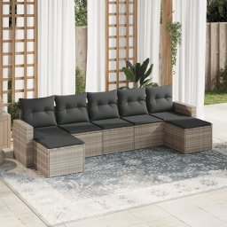 Gossi set canapele de gradina cu perne, 7piese gri deschis poliratan