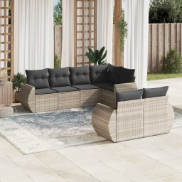Gossi set canapele de gradina cu perne, 7piese gri deschis poliratan