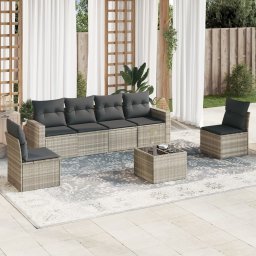 Gossi set canapele de gradina cu perne, 7piese gri deschis poliratan