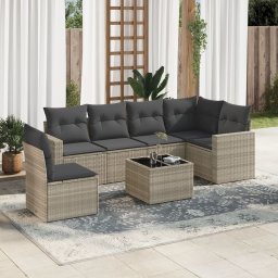Gossi set canapele de gradina cu perne, 7piese gri deschis poliratan