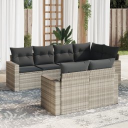 Gossi set canapele de gradina cu perne, 7piese gri deschis poliratan